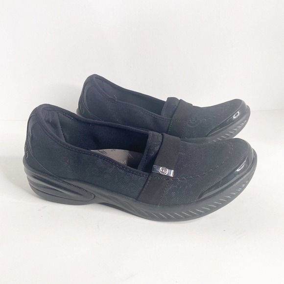Bzees Nugget Women Sz 7 M Slip On Wedge Loafer Sneaker Shoe Flats Black Comfort - Picture 2 of 9